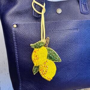 Lemon Bag Charm Yellow Lemon Fruit Purse Charm NEW FAST SHIP Beaded Charms